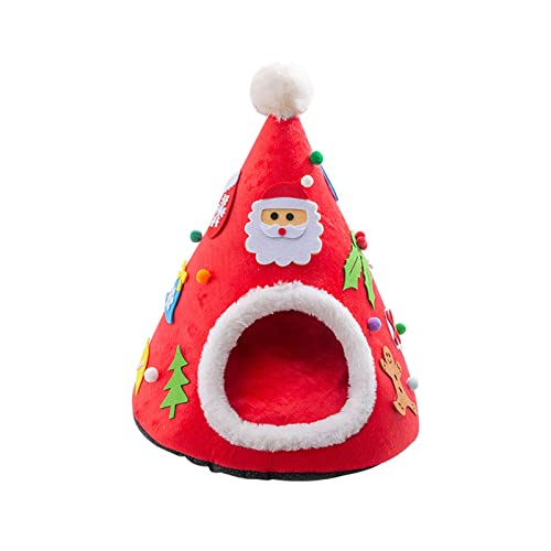 Höhlenbettzelt in Weihnachtsbaumform, für kleine bis große Katzen, maschinenwaschbar, ultraweiches Kissen, rutschfeste Höhlenbetten für Indoor-Katzen von XuQiZZpp